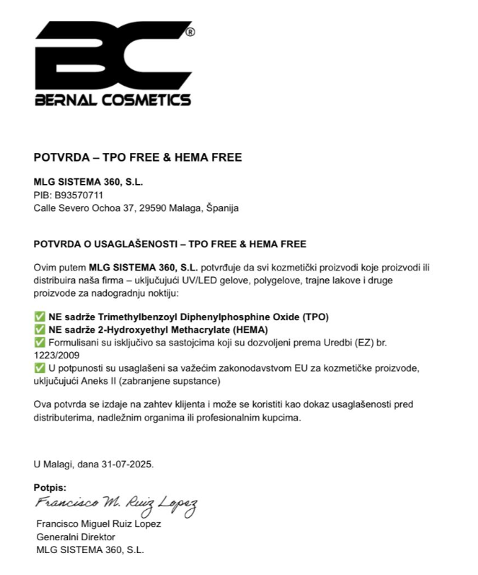 TPO & HEMA Free - Sertifikat
